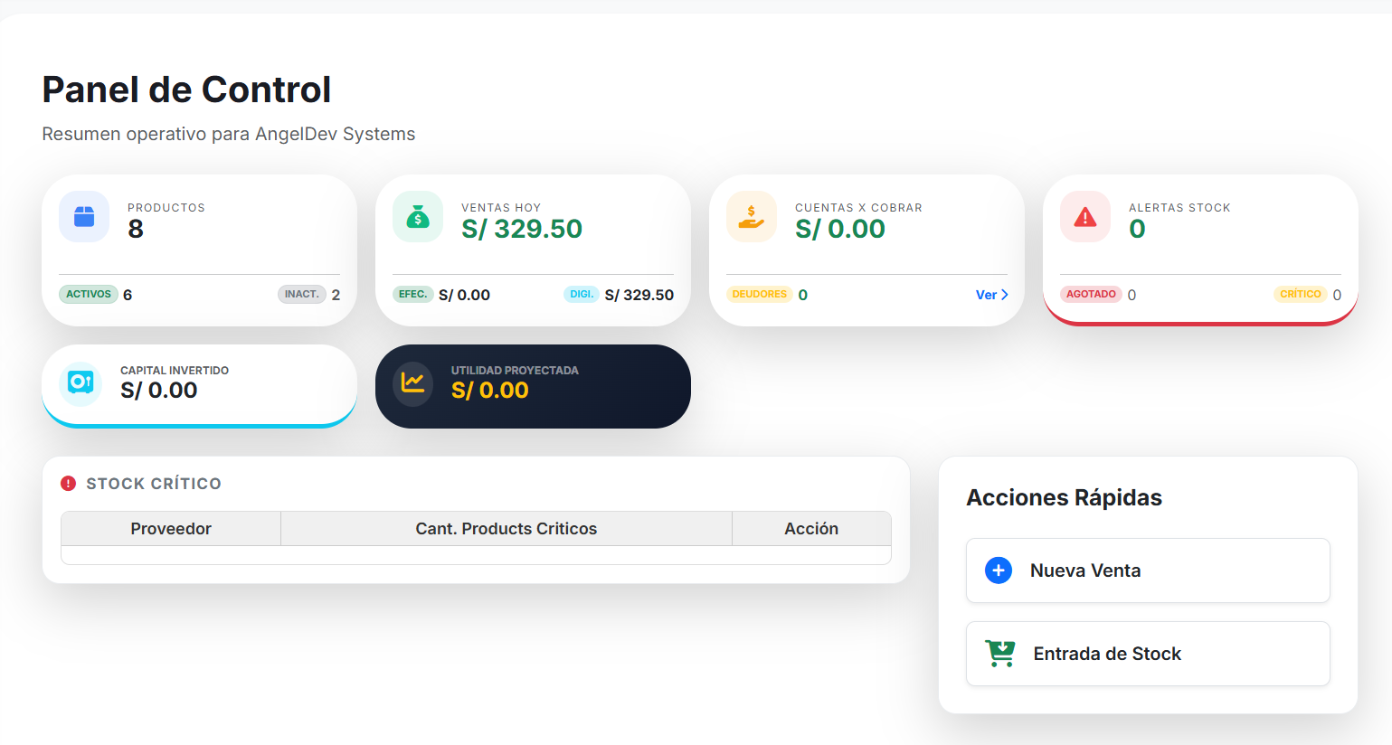 Dashboard PRO-TOOLS